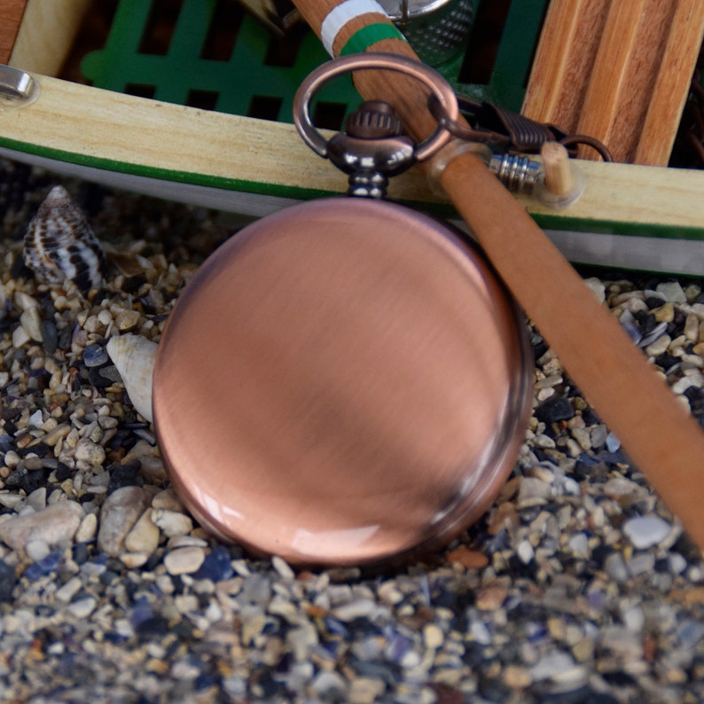 Personalized Copper Color Pocket Watch with Photo, Engraved Gift for Him, Anniversary, Valentine's Day, Groomsman Gift, Wedding Gift image 4