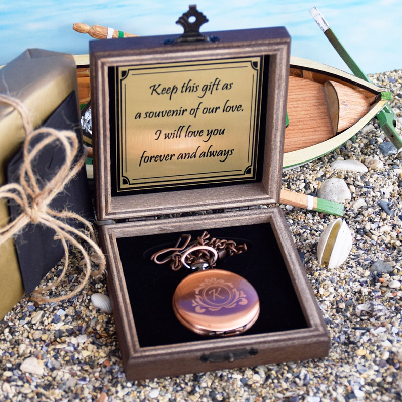 Personalized Copper Color Pocket Watch with Photo, Engraved Gift for Him, Anniversary, Valentine's Day, Groomsman Gift, Wedding Gift image 5