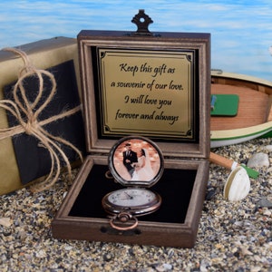 Personalized Copper Color Pocket Watch with Photo, Engraved Gift for Him, Anniversary, Valentine's Day, Groomsman Gift, Wedding Gift image 10