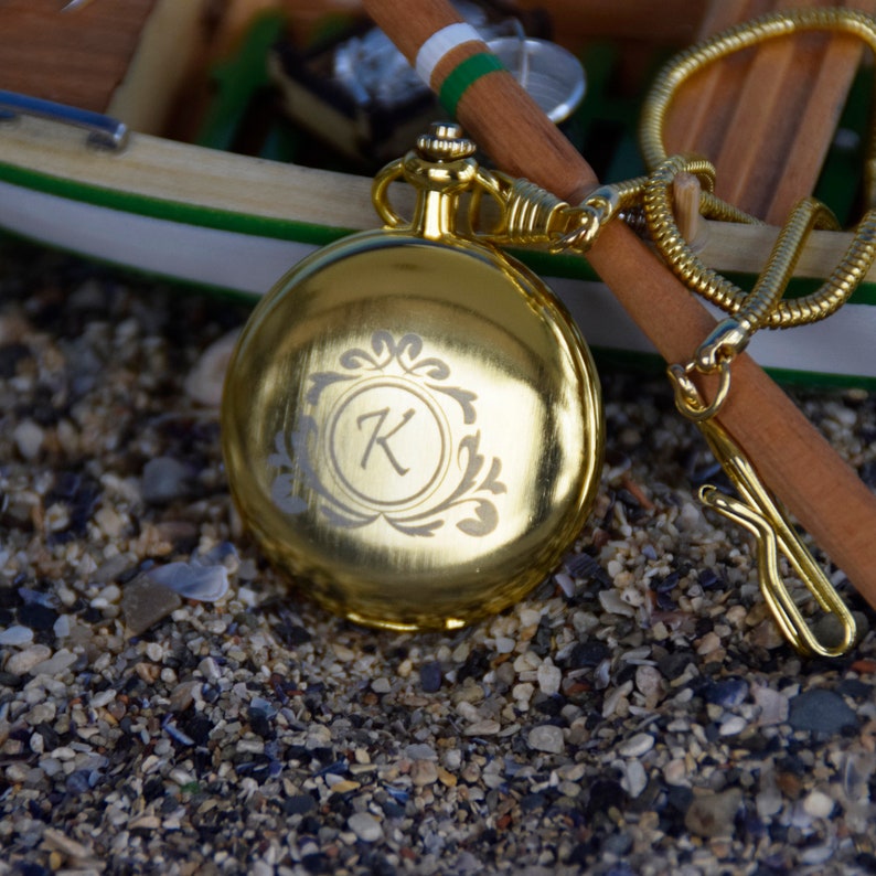 Personalized Gold Color Pocket Watch with Photo and Gift Box, Engraved Valentine's Day Gift, Gift for Him, Anniversary Gift, Groomsmen Gift image 5