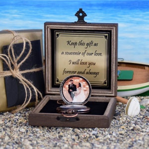 Personalized Copper Color Pocket Watch with Photo, Engraved Gift for Him, Anniversary, Valentine's Day, Groomsman Gift, Wedding Gift zdjęcie 1