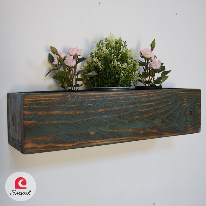 Rectangular Wooden Wall Vase Holder Planter Etsy