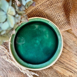 KrisX Plate Christmas Birthday handmade Green Blue Clay Oriental Blue Ceramic Gift Present