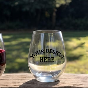Wine glass mockup, stemless wine glass mock up, glass mockup, clear wine glass stock photo, wine glass digital JPG, PNG