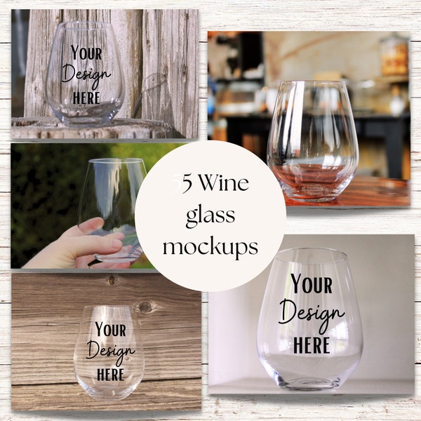Wine glass mockup bundle, stemless wine glass mock up, glass mockup, clear wine glass stock photo, wine glass digital JPG, PNG