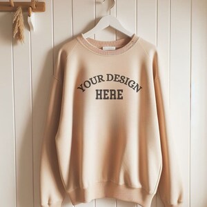 Sand Sweater Mockup Gildan 18000 Mockup Gildan Cream Sweatshirt Mockup Model Mockup Stock Photography SVG Mockup JPG Digital Download