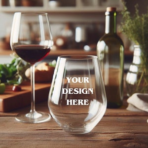 Wine glass mockup, stemless wine glass mock-up, glass mockup, clear wine glass stock photo, wine glass digital JPG, PNG