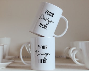 Two mug mockup, blank mug, mug mock ups, coffee mug mock up, mug mockups, pod ceramic cup, white cup mock up 11 oz with blank smart object