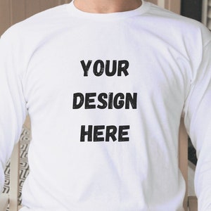 Mockup Male Model Mockup Outdoor Mockup Guy Mockup Long Sleeve Crew Neck - Bella Canvas 3501 - White Men&#39;s Long Sleeve -Mockup - Male Model