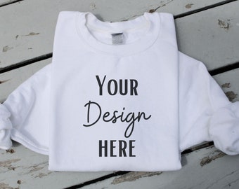 Mockup White Sweatshirt | Crewneck Mockup | Winter sweater mockup |Gildan 18000 Mockup | Gildan White Sweatshirt Mockup | Simple Mock up