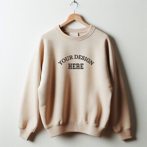 Sand Sweater Mockup Gildan 18000 Mockup Gildan Cream Sweatshirt Mockup Model Mockup Stock Photography SVG Mockup JPG Digital Download