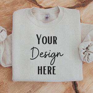Sweatshirt Mockup, Gildan 18000 Mockup, Gildan Sand Crewneck Mockup, Gildan Sweatshirt Mockup, Gildan 18000 Sand folded Sweatshirt Mock up