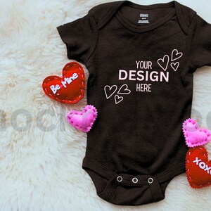 Valentine&#39;s Day Mockup, Black Bella Canvas, Baby Onesie Mockups, Mock-up Baby Bodysuit, Digital Download, PNG, JPG, Neutral, Baby Onsie