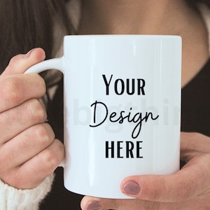 Mug Mockup | 11 oz. Ceramic Mug Mockup | White Coffee Mug Styled Stock Photo | Digital JPEG IMAGE | SKU M0007, Png