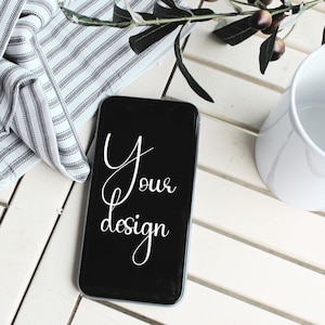 Cellphone mockup, iPhone screen mockup, Boho digital invitation mockup, Electronic evite smartphone mockup, Minimal modern phone mockup