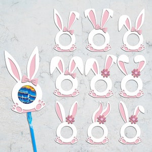 Cute Easter Lollipop Holder Cut File ,Rabbit Holder Svg, Easter Lollipop Holder , Animals Candy Holder ,Kids Crafts File ,Digital Cut File