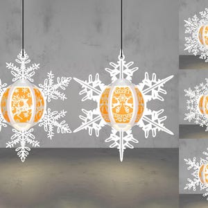 Snowflake Christmas Lantern Svg, Christmas Scene Lantern Paper Cut Svg, Merry Christmas Lantern Svg ,Snowflake Lantern Svg, Digital Svg File
