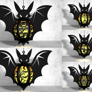 Halloween Bat Lantern SVG, Halloween Paper Lantern, Halloween Bat Paper Cut, Happy Halloween Cut File Svg, Light Box SVG File Paper Lanterns
