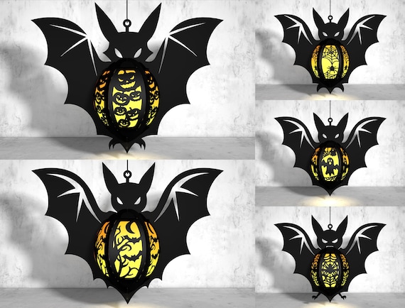 Halloween Bat Lantern SVG, Halloween Paper Lantern,Halloween Bat Paper Cut,Happy Halloween Cut File Svg,Light Box SVG File Paper Lanterns