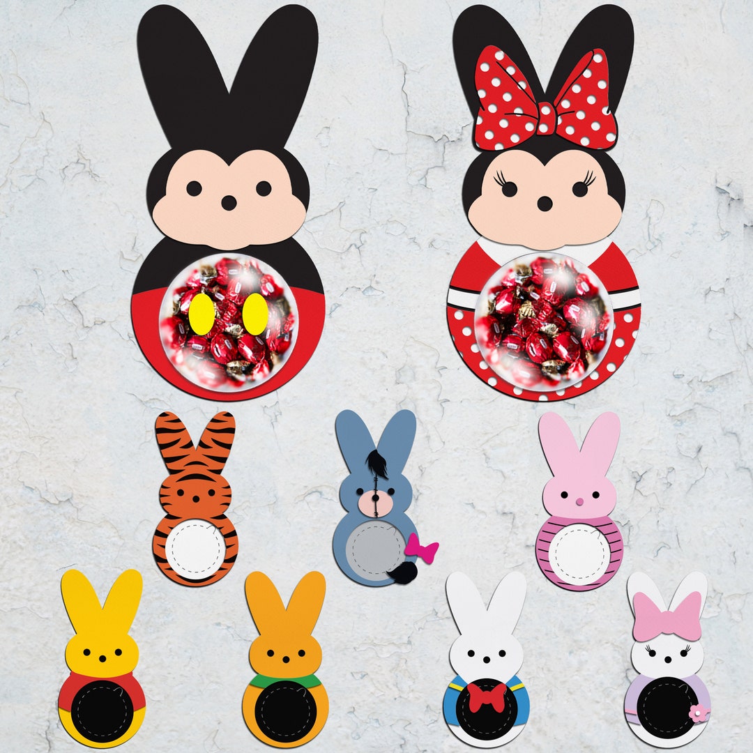 Cartoon Bunny Easter Candy Dome Holder Cut File ,cute Bunny Candy Holder Svg, Easter Sucker ...
