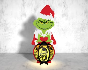 Christmas Cartoon Paper Lantern Cut File Svg,Grinchmas Paper Cut,Christmas Characters Lantern Svg,Light Box Svg,Christmas Svg,Paper Lanterns