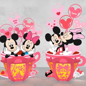 Lanterne de la Saint-Valentin dessin animé fichier découpé Svg, Svg couple de souris, Svg de lanterne de couple de la Saint-Valentin, Happy Valentine lanternes papier découpé, valentine ceinturon