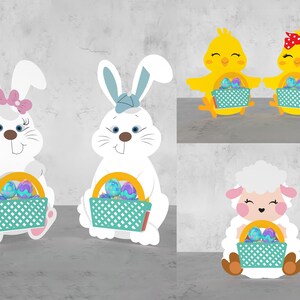 Happy Easter&#39; Day Cute Bunny Card Easter, Bunny Easter Eggs Candy Box Lasercut File, Easter Bunny Chocolate Eggs Svg, Easter Holder Svg