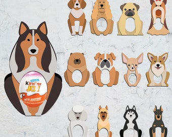 Lovely Dogs Creme Egg Holder Svg, Cute Lovely Dogs  Chocolate Holder Svg, Dogs Kinder Egg Holder svg, Dogs Cut File Cricut Silhouette Svg