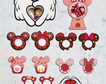 Valentine Mouse Head Sweet Candy Dome svg, Valentine Food Candy Ornament Svg, Chocolate Holder Svg, Valentines Candy Holder svg,Digital File