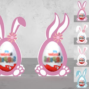 Portauovo di Pasqua in carta regalo artigianale, uovo di Pasqua coniglietto, portauovo di Pasqua SVG, bomboniera per bambini, portauovo di cioccolato, coniglietto pasquale