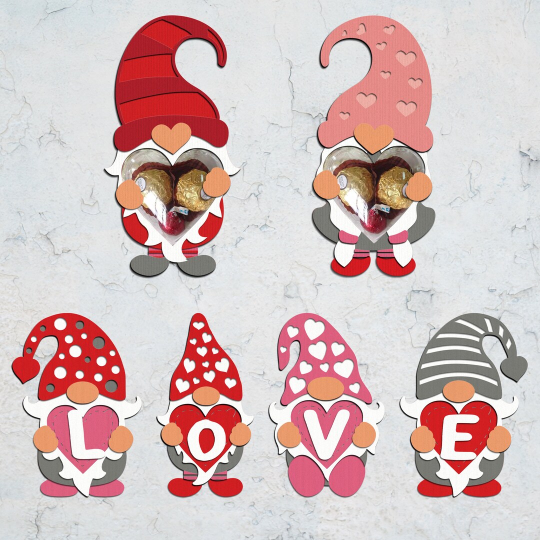 Gersoniel Gnome Valentine's Day Cards Bulk - 48 Sets With Candy Holder Bags, 6 Designs For Classroom Exchange - View #6