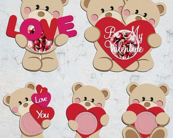 Cute Teddy Bear Candy Dome svg, Valentine Bear Candy Ornament Svg, Chocolate Holder Svg, Valentines Candy Holder svg, Digital Cut File