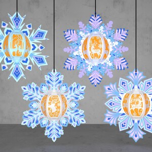 Christmas Scene Lantern Paper Cut Svg, Snowflake Christmas Lantern Svg, Merry Christmas Lantern Svg ,Snowflake Lantern Svg, Digital Svg File