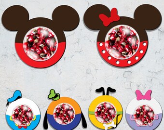 Paquete de cúpula de caramelo de dibujos animados svg, ratón y amigos adorno de caramelo svg, soporte de caramelo de dibujos animados svg, soporte de chocolate svg, archivo de corte digital de caramelo svg