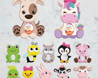 Safari Kinder Egg Holder Svg, Chocolate Holder Animal Svg, Cute Animal Creme Egg Holder Svg,  Animal Cut File Cricut Silhouette Svg Files