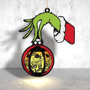 Weihnachtsfiguren Laterne svg, Cartoon Weihnachtspapierlaterne geschnittene Datei svg, Grinchmas Papierschnitt, Light Box svg, Weihnachtssvg, Papierlaternen
