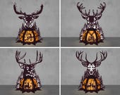 Deer Head Christmas Lantern Svg,Animal Christmas Paper Cut Svg,Merry Christmas Paper Cut File Svg ,Christmas Lantern Svg,Digital Svg File