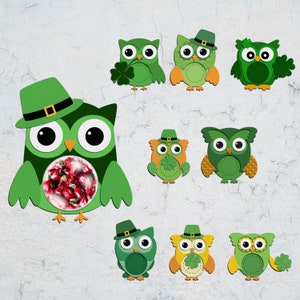 Owl St Patrick Day Candy Dome Svg,Owl Lucky Candy Ornament Svg,Chocolate Holder Svg ,Leprechaun Svg, Shamrock Svg, Digital Cut File