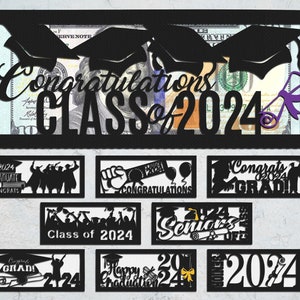 卒業金封筒 2024年クラス カット ファイル SVG、卒業カード SVG、お祝い SVG、金封筒ギフト、シニア 2024 カード レーザーカット