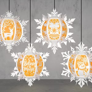 Schneeflocke Weihnachten Laterne svg, Schneemann Weihnachten Papierschnitt svg, Frohe Weihnachten Papierlaterne svg, Schneeflocke Laterne svg, digitale svg Datei