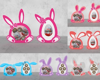 Caja de dulces con forma de conejito de Pascua SVG, caja de conejito de Pascua para huevos de chocolate, caja de Pascua, caja de regalo svg, caja de dulces con forma de conejo