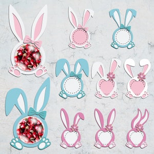 Bunny Easter Candy Dome Bundle Svg ,Easter Sucker Holder Svg,Cute Bunny Candy Holder Svg,Easter Day Ornament Svg, Rabbit Candy Holder