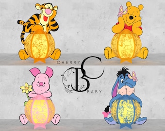 Cartoon Character Lantern Template Svg, Paper Lantern Standing Svg, Lantern Lamp CutFile Svg, Paper Cut DIY, Light Box Svg, Cricut File Svg