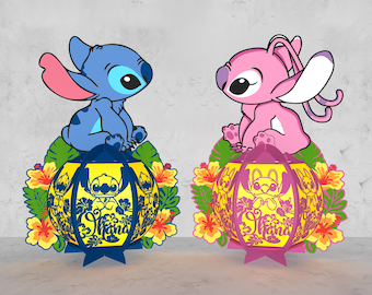 Cartoon Couple Lantern Paper Cut File Svg, Cartoon Character Lantern SVG,Cartoon Funny Paper Lantern ,Ohana Lantern Paper Cut, Light Box SVG