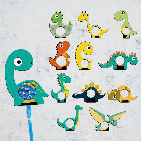Cute Dinosaur Lollipop Holder Svg, Baby Dinosaur Candy Holder Svg,Dino Sucker Holder Svg,Kids Crafts File Holder ,Digital Cut File