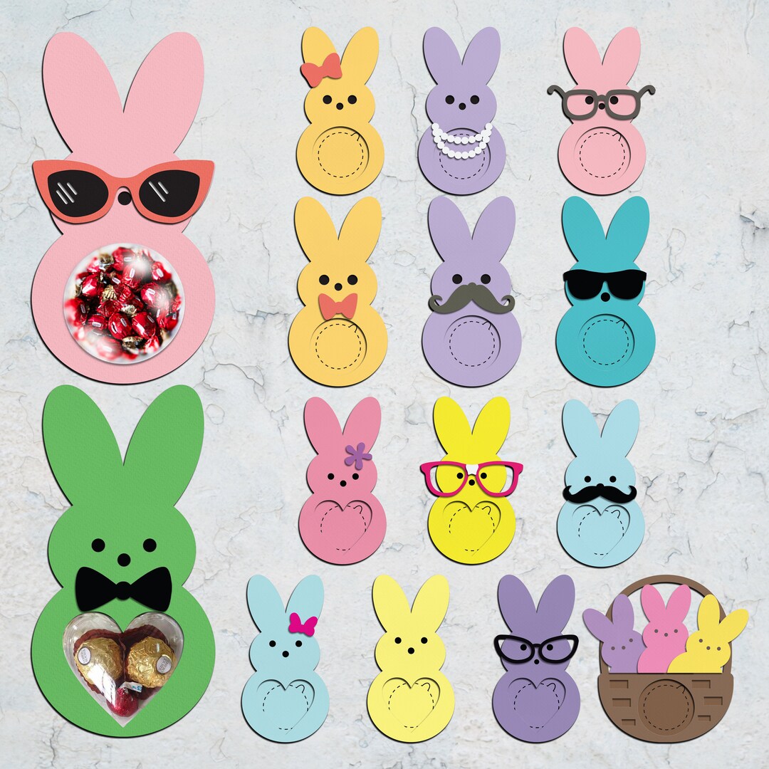 Bundle Easter Bunny Candy Dome Holder Svg ,easter Sucker Holder Svg,cute Bunny Candy Holder Svg ...