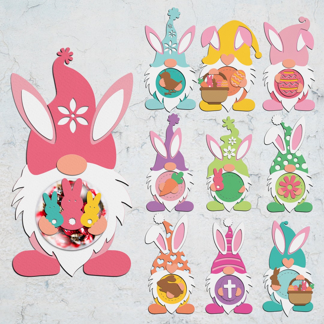 Gnome Happy Easter Candy Dome Holder Cut File,easter Sucker Holder Svg ...