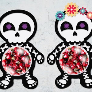 Día de los muertos caramelo cúpula titular archivo de corte, esqueleto caramelo titular svg, esqueletos pareja caramelo titular svg, chocolate caramelo titular svg