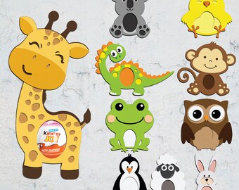 Animal Chocolate Holder Svg, Cute Animal Creme Egg Holder Svg, Safari Kinder Egg Holder Svg, Animal Cut File Cricut Silhouette Svg Files