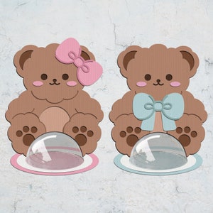 Valentine Teddy Bear Couple Candy Dome svg, Bear Candy Ornament Svg, Chocolate Holder Svg, Valentines Candy Holder svg, Digital Cut File